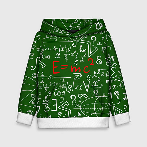 Детская толстовка E=mc2: Green Style / 3D-Белый – фото 1