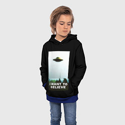 Толстовка-худи детская I Want To Believe, цвет: 3D-синий — фото 2
