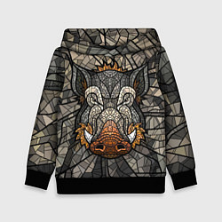 Толстовка-худи детская Mosaic Pig, цвет: 3D-черный