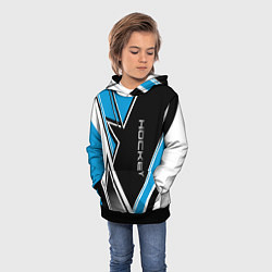 Толстовка-худи детская Hockey black blue white, цвет: 3D-черный — фото 2