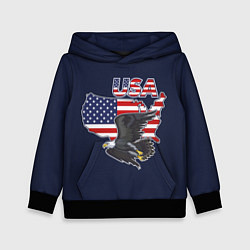 Толстовка-худи детская USA - flag and eagle, цвет: 3D-черный