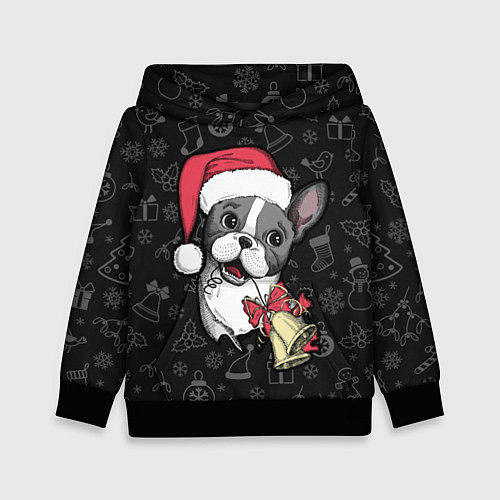 Детская толстовка Merry Christmas - french bulldog / 3D-Черный – фото 1