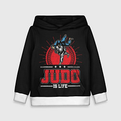 Толстовка-худи детская Judo is life, цвет: 3D-белый