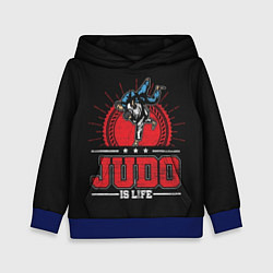 Толстовка-худи детская Judo is life, цвет: 3D-синий