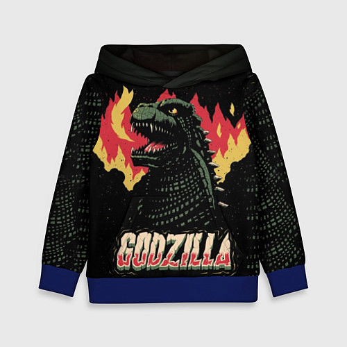 Детская толстовка Flame Godzilla / 3D-Синий – фото 1
