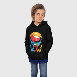 Толстовка-худи детская Wow - lips with tongue, цвет: 3D-синий — фото 2