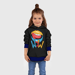 Толстовка-худи детская Wow - lips with tongue, цвет: 3D-синий — фото 2