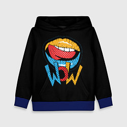 Толстовка-худи детская Wow - lips with tongue, цвет: 3D-синий