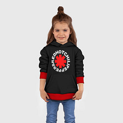 Толстовка-худи детская Red Hot chili peppers logo on black, цвет: 3D-красный — фото 2