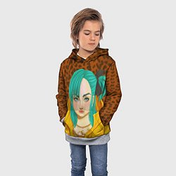 Толстовка-худи детская Billie Eilish: Turquoise Hair, цвет: 3D-меланж — фото 2