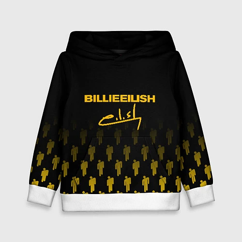 Детская толстовка Billie Eilish: Yellow & Black Autograph / 3D-Белый – фото 1