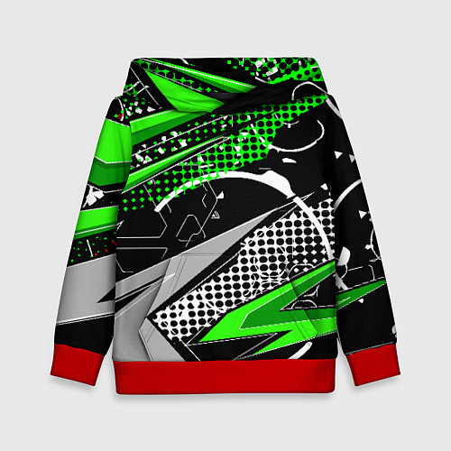 Детская толстовка Black and green corners / 3D-Красный – фото 1