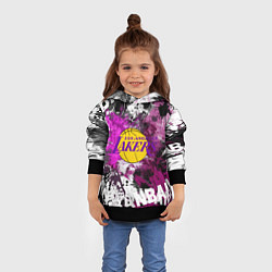 Толстовка-худи детская Лос-Анджелес Лейкерс, Los Angeles Lakers, цвет: 3D-черный — фото 2