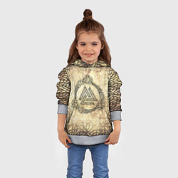 Толстовка-худи детская Валькнут символ павших в битве, цвет: 3D-меланж — фото 2