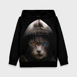Толстовка-худи детская Уличный кот, цвет: 3D-черный