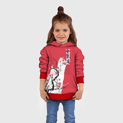 Толстовка-худи детская Сакура Айкидо, цвет: 3D-красный — фото 2