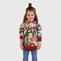 Толстовка-худи детская Аниме коллаж, цвет: 3D-красный — фото 2