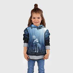 Толстовка-худи детская Волки в тёмном лесу, цвет: 3D-меланж — фото 2