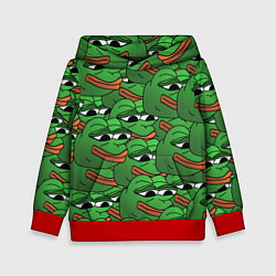 Толстовка-худи детская Pepe The Frog, цвет: 3D-красный