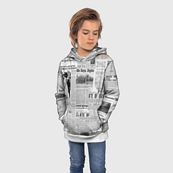 Толстовка-худи детская Газета Newspaper, цвет: 3D-белый — фото 2