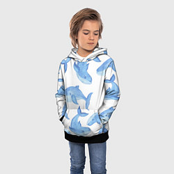 Толстовка-худи детская Косяк китов, цвет: 3D-черный — фото 2