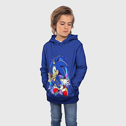 Толстовка-худи детская Sonic, цвет: 3D-синий — фото 2