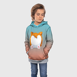 Толстовка-худи детская Милый корги, цвет: 3D-меланж — фото 2