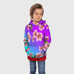 Толстовка-худи детская САКУРА ВИШНЯ, цвет: 3D-красный — фото 2