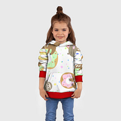 Толстовка-худи детская Милый Ленивец, цвет: 3D-красный — фото 2
