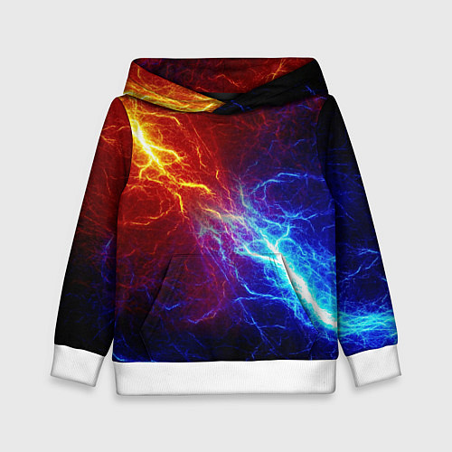 Детская толстовка ОГОНЬ ГЛИТЧ / 3D-Белый – фото 1