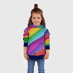 Толстовка-худи детская Яркая мозаика радуга диагональ, цвет: 3D-синий — фото 2