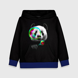 Толстовка-худи детская Панда и мыльный пузырь, цвет: 3D-синий