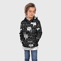 Толстовка-худи детская КОТЫ BLACK, цвет: 3D-белый — фото 2