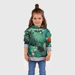 Толстовка-худи детская Кактусы с цветами реализм, цвет: 3D-меланж — фото 2