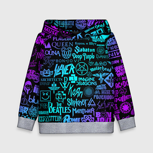 Детская толстовка ЛОГОТИПЫ РОК ГРУПП / 3D-Меланж – фото 1