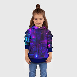 Толстовка-худи детская NEON CUBES, цвет: 3D-синий — фото 2