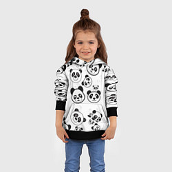 Толстовка-худи детская Панды, цвет: 3D-черный — фото 2