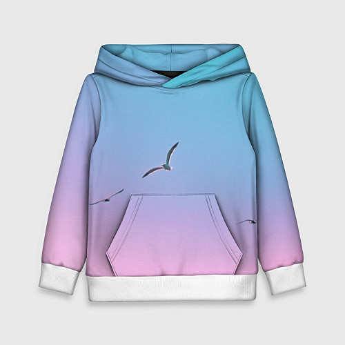 Детская толстовка Чайки птицы полет градиент / 3D-Белый – фото 1