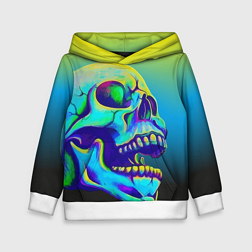 Детская толстовка Neon skull / 3D-Белый – фото 1