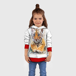 Толстовка-худи детская Tiger Art, цвет: 3D-красный — фото 2