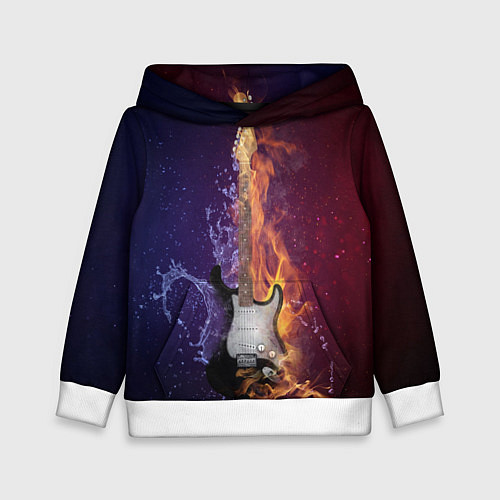 Детская толстовка Гитара огня / 3D-Белый – фото 1