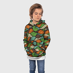 Толстовка-худи детская Абстрактные волны, цвет: 3D-белый — фото 2