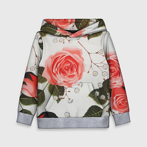 Детская толстовка Нежные розы / 3D-Меланж – фото 1