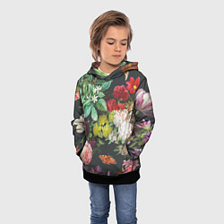 Толстовка-худи детская Цветы, цвет: 3D-черный — фото 2