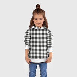 Толстовка-худи детская Черно-белая клетка, цвет: 3D-белый — фото 2