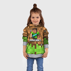 Толстовка-худи детская Minecraft logo heroes, цвет: 3D-меланж — фото 2