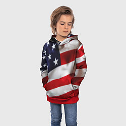 Толстовка-худи детская США USA, цвет: 3D-красный — фото 2