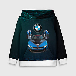 Толстовка-худи детская BMW i8 Turbo тюнинговая, цвет: 3D-белый