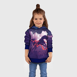 Толстовка-худи детская Лиса бежит по облакам, цвет: 3D-синий — фото 2