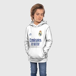 Толстовка-худи детская REAL MADRID, домашняя 2021, цвет: 3D-белый — фото 2